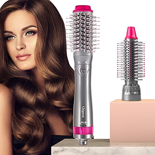 Hair Dryer Brush and Volumizer Styler, Hot Air Brush, Negative Ionic Electric Hair Curler Straightener Brush, Detachable & Interchangeable Brush Head Attachment, for Straightening Curling Drying