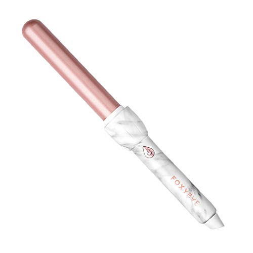 FoxyBae White Marble Rose Gold Curling Wand - Professional Ceramic & Tourmaline Infused Hair Styler - Easy to Use Wand for Long Lasting Curls & Waves - MSRP $99.00 (32mm Curling Wand)