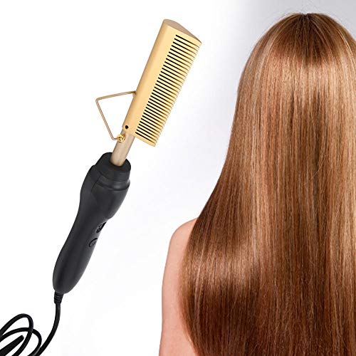 Electric Hot Comb, Portable Travel Hair Curler, Multi-Functional Hot Comb for Straightening Hair, Static Curling Iron for Hair Rollers 3 Levels Temperature Setting (UK)