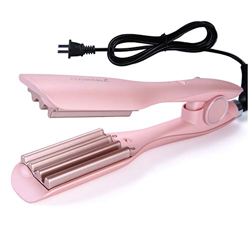 Cosyonall Professional Hair Curling Iron Wand 4 Barrel Tourmaline Ceramic Hair Waver Curling Iron Fast Heating Hair Waver Curler Dual Voltage Crimping Tool (Pink)