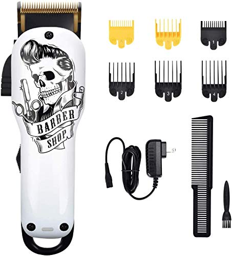 Cosyonall Electric Hair Clippers for Men, Professional Cordless Clippers for Hair Cutting Beard Trimmer Barbers Grooming Kit, USB Rechargeable Wireless Haircut Set with 6 Pcs Guide Combs, White