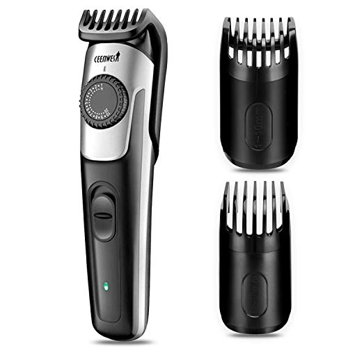 Ceenwes Beard Trimmer & Beard Trimmer for Men Hair Clipper 2 Combs Cleaning Brush Power Adapter Oli Bottle Length Settings with Precision Dial USB Charging