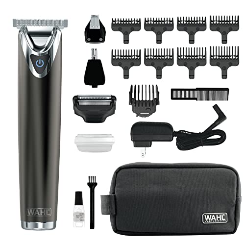 Wahl Stainless Steel Lithium Ion 2.0+ Slate Beard Trimmer for Men - Electric Shaver, Nose Ear Trimmer, Rechargeable All in One Mens Grooming Kit - Model 9864