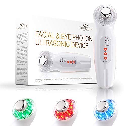 Project E Beauty LED 3 Colors Photo Rejuvenation Therapy | Facial Eye Skin Care Wave Stimulation Anti Aging Lift Firm Tighten Toning Puffy Eyes Winkles Device Massager Machine