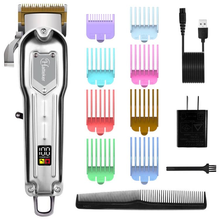 Hatteker Mens Hair Clippers Professional Cordless Hair Beard Trimmer Haircut Grooming Kit Rechargeable Stainless Steel