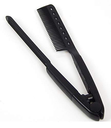 Salon Hairdresser Hair Styling Hair Straightener Folding V Shape Comb - Black