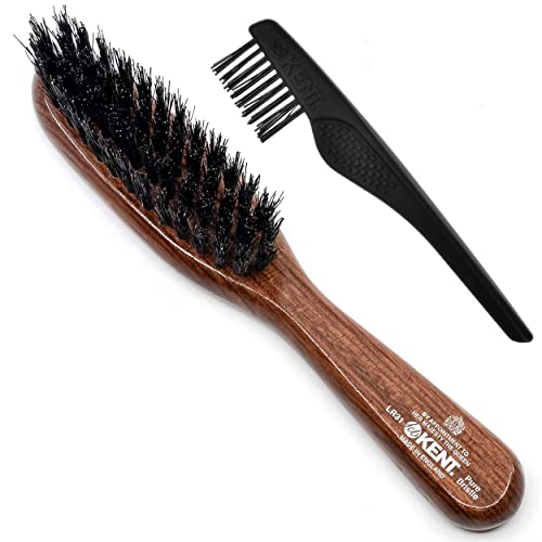 Kent LR31 Hair Brushes for Women Dark Wood Straightener Hair Brush - Black Boar Bristle Travel Size Hairbrush for Styling Short to Medium Hair - Dry Brush for Styling, Straightening, Stimulating Oils