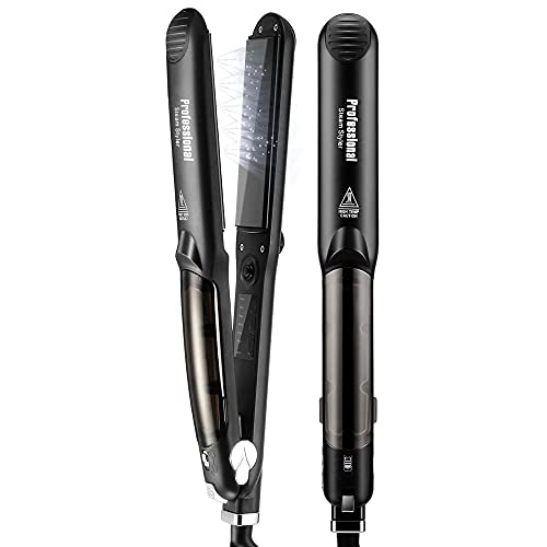 Steam Hair Straightener, Professional Salon Grade Steam Flat Iron Hair Straightener with Vapor Heat up Fast & Anti-Static Technology and Digital Controls Suitable for All Hair Types