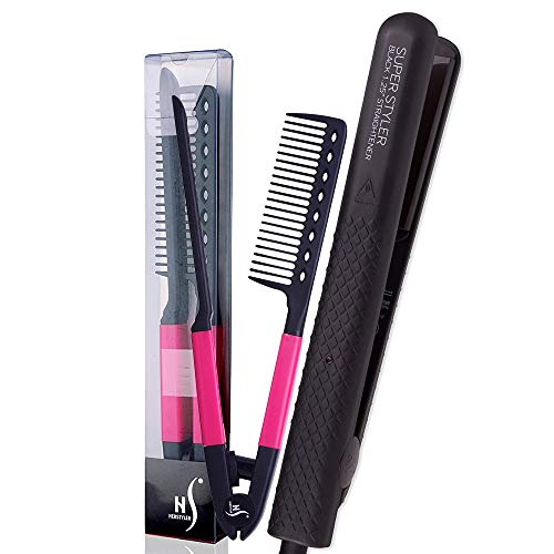2 pack Herstyler V Comb and Superstyler Onyx Ceramic Flat Iron