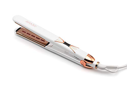 AMAXY Professional Real InfraRED Hair Straightener Flat Iron- Instant heating technology with 450F Temp Control in 30 seconds - Frizz free - Silkier - Single pass - Last Longer - For All Hair Type