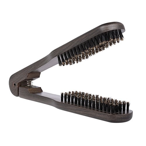 Hair Straightening Comb Double Sided Brush Clamp Straightener Natural Fibres (02#)