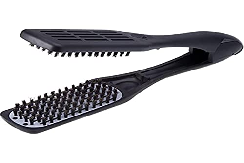 Denman Professional Hair Straightener Brush D79 - Ceramic Flat Iron Hair Comb with Boar Bristles - For Wide, Wavy, Curly, Coily Hair u2013 Black