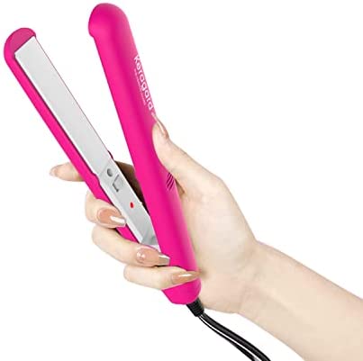 Keragard Mini Travel Size Ceramic Flat Iron for Short Hair Small Portable Hair Straightener Gifts for Women 2/3 Inch with Tourmaline Plates Teen Hair Iron EU US Voltage Black