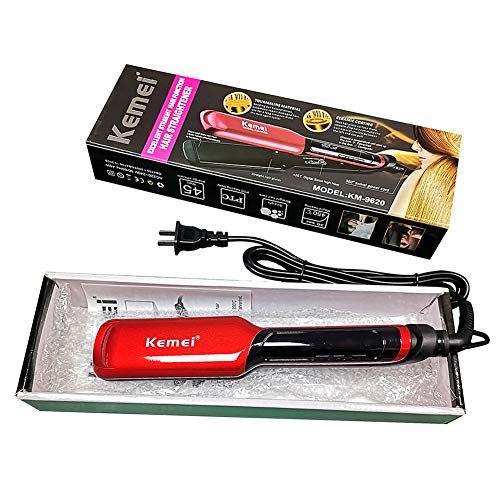 YinQin Professional Hair Straightener Dual Voltage 1.75 inch 3D Floating Ceramic Hair Iron Wide Plate Negative Ionic Flat Iron for Hair, with Adjustable Temperature & Digital Display, Red