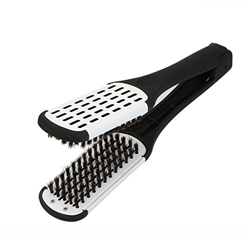 Hair Straightener Anself Hair Straightening Comb Double Sided Brush Clamp Straightener Natural Fibres (White)