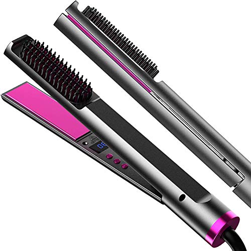 Sorlakar 3 in 1 Hair Straightener Flat Iron Hot Comb Hair Straightener and Hair Curler,Ceramic Flat Iron with Adjustable Temperature for All Hair Types
