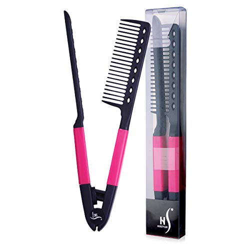 Herstyler Styling Comb For Hair - Straightener Comb For Great Tresses - Straightening Comb With A Grip - Flat Iron Comb For Knotty Hair - Hair Comb For Unkempt Hair (Blue)