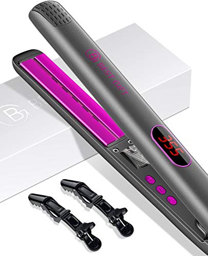 Professional Flat Iron, 2 in 1 Hair Straightener Curling Iron, Infrared Hair Iron for All Hair, Salon Straightener Iron, Negative Ion Hot Iron Gifts for Women, Girlfriend,Gifts (Gray)