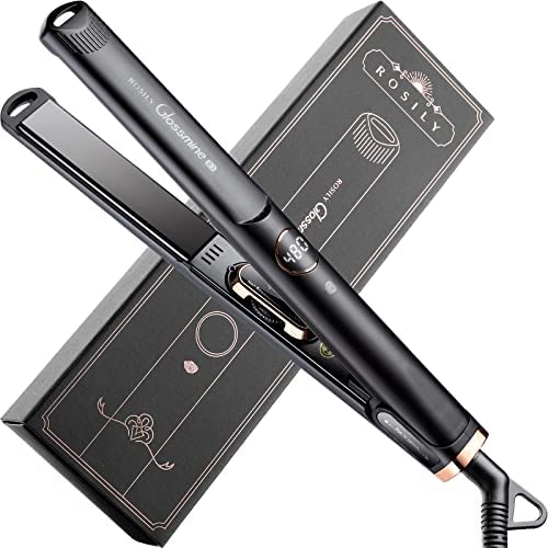 ROSILY Glossmine R3 Hair Straightener 480 Degrees| 1 Inch Nano Titanium Flat Iron Professional | Hair Straightening Iron with LCD Display and Lock | Dual Voltage Adjustable Temperature 140℉-480℉