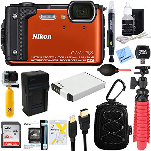 Nikon COOLPIX W300 16MP 4k Ultra HD Waterproof Digital Camera (Orange) - (Renewed) + 32GB Memory & Deluxe Accessory Bundle