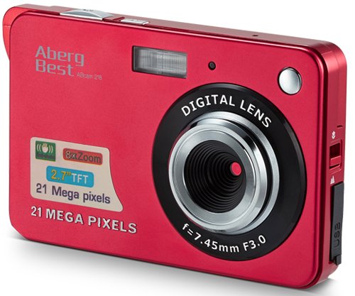 AbergBest 21 Mega Pixels 2.7 LCD Rechargeable HD Digital Camera Video Camera Digital Students Cameras,Indoor Outdoor for Adult/Seniors/Kid (Red)
