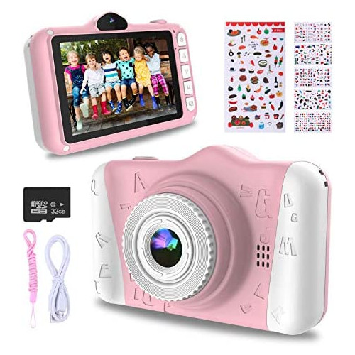 WOWGO Kids Digital Camera - 12MP Childrens Camera with Large Screen for Boys and Girls, 1080P Rechargeable Electronic Camera with 32GB TF Card