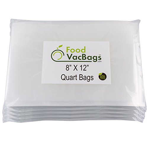 200 Quart Sized 8X12 FoodVacBags Vacuum Sealer Storage Bags, BPA Free, Commercial Grade, easy to use - presealed on 3 sides, Better inch-per-inch value than rolls