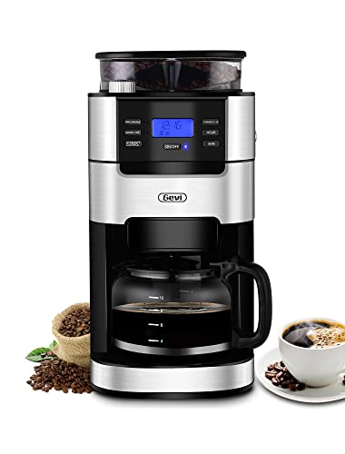 10-Cup Drip Coffee Maker, Brew Automatic Coffee Machine with Built-In Burr Coffee Grinder, Programmable Timer Mode and Keep Warm Plate, 1.5L Large Capacity Water Tank, Removable Filter Basket, 950W, Black1