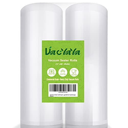 VacYaYa 2 Pack 11x50 (Total 100 feet) Vacuum Sealer Bags Rolls with BPA Free and Heavy Duty,Commercial Grade Vaccume Seal Bags Rolls Work with Any Types Vacuum Sealer