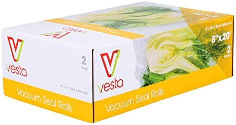 Vesta Precision Vacuum Seal Rolls - For Custom-Sized Vacuum Sealer Bags For Food - Embossed Vacuum Sealer Rolls - Great for Food Storage and Sous Vide - 11 in x 20 ft - 2 Rolls Per Box