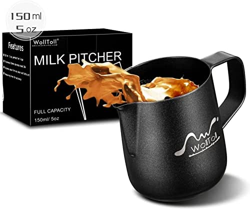 Milk Frothing Pitcher, Stainless Steel Creamer Non-Stick Coating Frothing Pitcher 12 oz (350 ml), Matte Finish