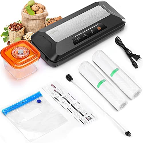 Toprime Automatic Vacuum Sealer Machine, -80kpa Jar Sets Patented Dry & Moist Mode Cutter Bay Come with Food Storage Container & Sealing Bag Starter Kits Blue
