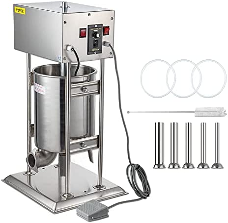 Happybuy Electric Sausage Stuffer 10L/22LB Capacity, Vertical Meat Stuffer Variable Speed, Stainless Steel Sausage Filler with 4 Sausage Tubes for Commercial and Home Useu0085