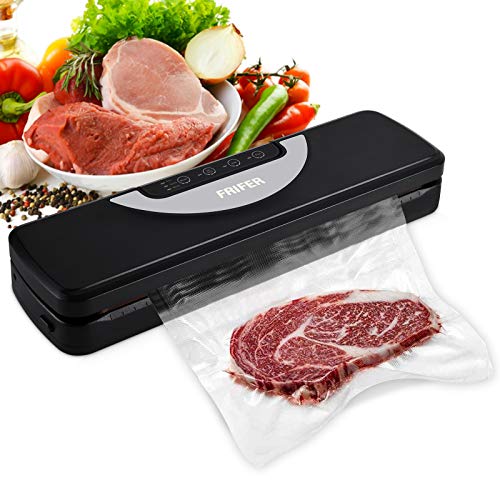 Frifer Vacuum Sealer Machine Automatic Vacuum Air Sealing System for Food Preservation w/Starter Kit Food Sealers Vacuum Machine with Built-in Cutter Sealing Machine Easy to Clean Vacuum and Seal Modes Portable Heat Sealer with Led Indicator Lights(White)