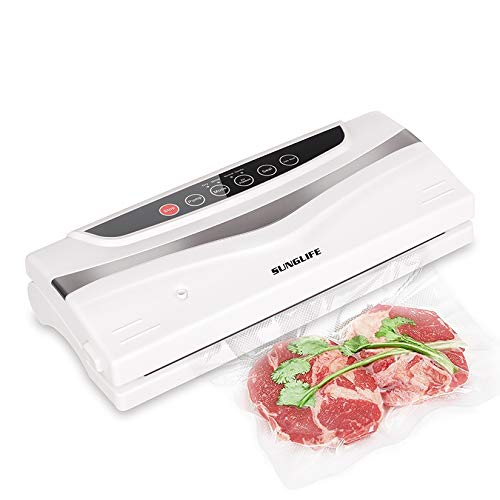 SUNGLIFE Automatic Vacuum Sealer Machine, Dry & Moist Foods Preservation Vacuum Sealing System with Pump Kit for Sous Vide, Starter Kit & Bags Included