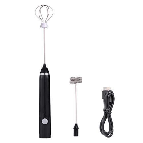 Milk Frother Handheld,Easy Rechargable with USB Cord attached, Coffee Whisk for Milk Foaming,Latte/Cappuccino Frother Mixer for Drink,Hot Chocolate (black)