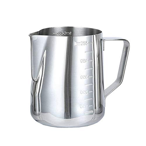 FuTaiKang Milk Frothing Jug Silver Frother Coffee Latte Container Stainless Steel Milk Pitcher Barista Cup for Making Coffee Cappuccino