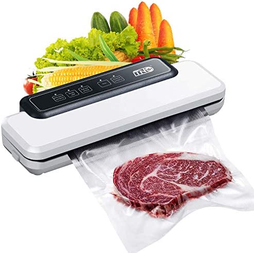 TNO Vacuum Sealer, Automatic Food Sealer Machine for Food Savers w/ Dry & Moist Food Modes | LED Indicator Lights| Starter Kit丨Includes 10 Precut Bags, For Sous Vide and Food Storage