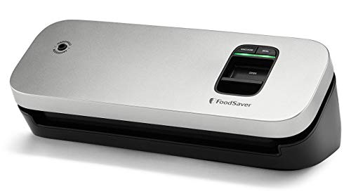FoodSaver Space Saving Vacuum Sealer Machine with Sealer Bags and Roll for Airtight Food Storage and Sous Vide, Silver