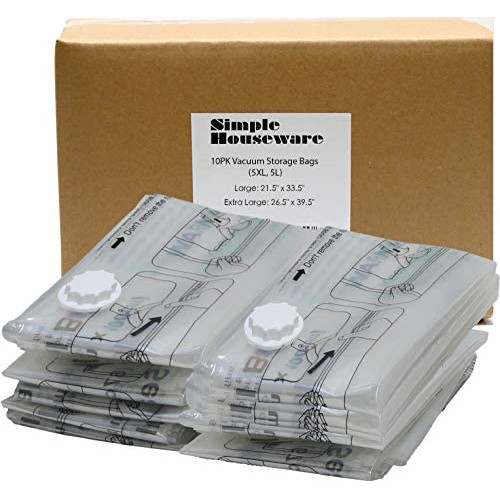 Simple Houseware 15-Pack Vacuum Storage Space Saver for Bedding, Pillows, Towel, Blanket, Clothes Bags (2-Jumbo, 5-XL, 4-L, 4-M)
