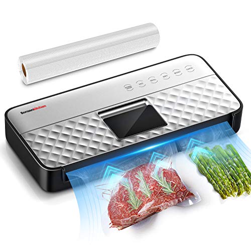 Food Vacuum Sealer Machine 85Kpa Strong Suction, Automatic Hands-Free Vacuum Food Sealer Machine with Smart Air Sealing System | One-Touch Operation | Full Starter Kit