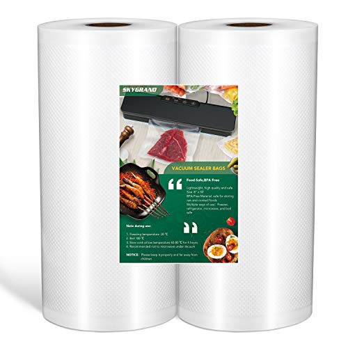 Food Grade Material 8x50 feet Rolls 2 Pack Vacuum Sealer Bags for Food Saver, Seal a Meal, Weston. Commercial Grade, BPA Free, Meal Prep or Sous Vide