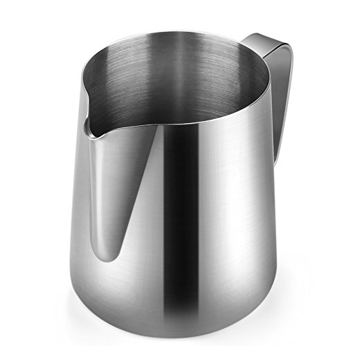 Flexzion Stainless Steel Milk Frothing Pitcher - Milk Boiler Cup Jug Creamer Accessories Suitable for Barista, Espresso Machines, Cappuccino Coffee, Milk Frother, Latte Art 12 oz (350 ml)
