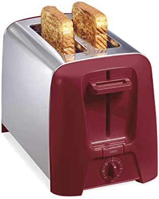 Hamilton Beach 2 Slice Toaster with Extra Wide Slots, Shade Selector, Auto-Shutoff, Cancel Button and Toast Boost, Red