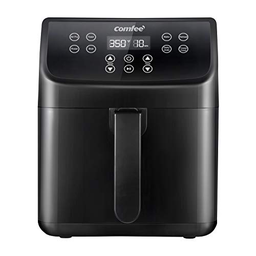 COMFEE 5.8Qt Digital Air Fryer, Toaster Oven & Oilless Cooker, 1700W with 8 Preset Functions, LED Touchscreen, Shake Reminder, Non-stick Detachable Basket, BPA & PFOA Free (110 electronic Recipes)