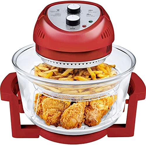 Big Boss Air Fryer, Super Sized 16 Quart Large Air Fryer Oven Glass Air Fryer, Infrared Convection Healthy Meal Electric Cooker with Timer, Dishwasher Safe, Plus 50+ Recipe Book
