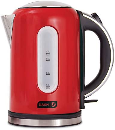 Dash Electric Kettle + Water Heater with Rapid Boil, Cool Touch Handle, Cordless Carafe, No Drip Spout + Auto Shut off for Coffee, Tea, Espresso & More, 57 oz / 1.7 L - Red