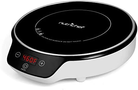 Double Induction Cooktop - Portable 120V Portable Digital Ceramic Dual Burner w/ Kids Safety Lock - Works with Flat Cast Iron Pan,1800 Watt,Touch Sensor Control, 12 Controls - NutriChef PKSTIND48