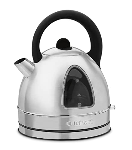 Cuisinart DK-17P1 Cordless Electric Kettle 1.7 Liter Capacity with 1500-Watts for Fast Heat Up, Removable Spout Filter and Soft-Touch Handle and Lid Grip, Stainless Steel