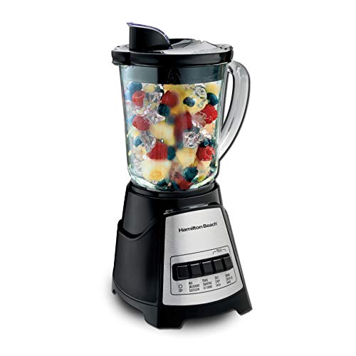 Hamilton Beach 58148A Blender to Puree - Crush Ice - and Make Shakes and Smoothies - 40 Oz Glass Jar - 12 Functions - Black and Stainless,8.66 x 6.5 x 14.69 inches